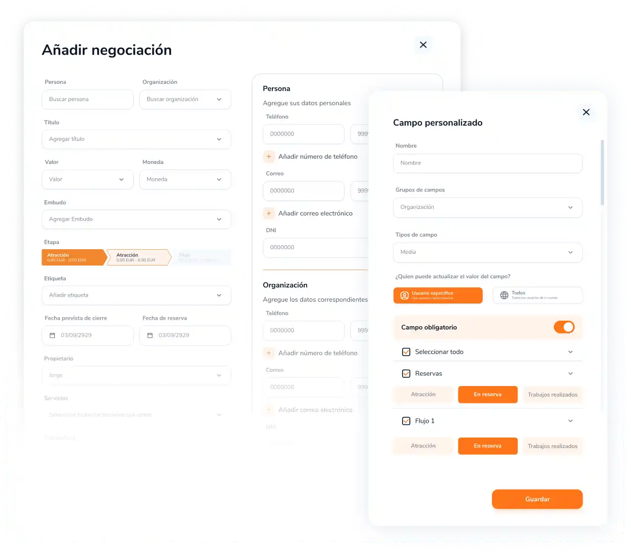 Interfaz de campos personalizados en DannBox CRM